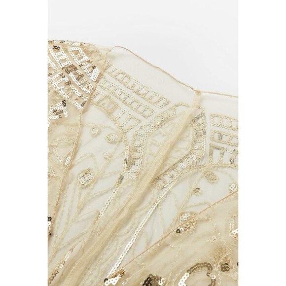 BABEYOND 1920s Sequin Beaded Shawl Wraps Fringed Evening Cape Scarf for Wedding - Picture 5 of 6